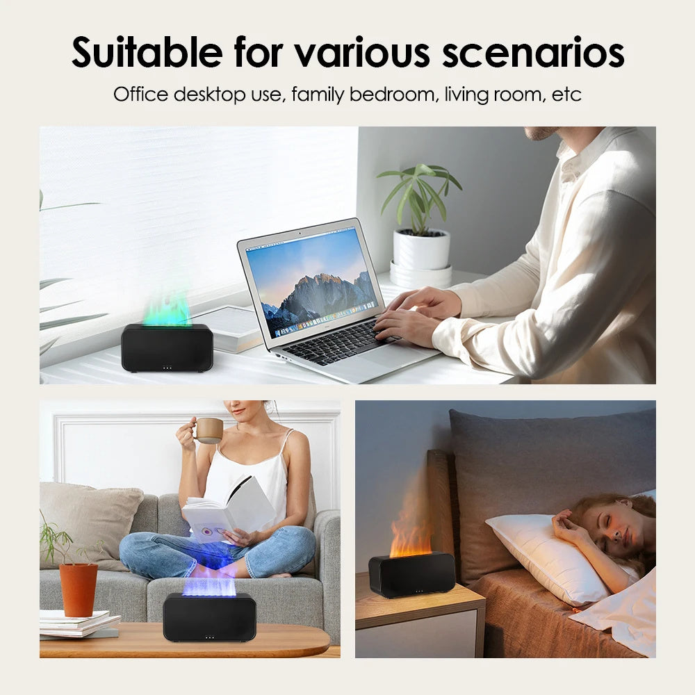 Diffusore a Fiamma 3D & Umidificatore 120 ml – Aromaterapia USB, 7 Colori, Timer 1/3/5h | VIVAURA